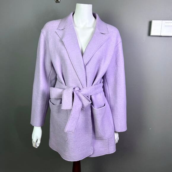 J. Crew jacket coat women's Large wrap purple lavender wool minimalist capsule - Picture 1 of 8